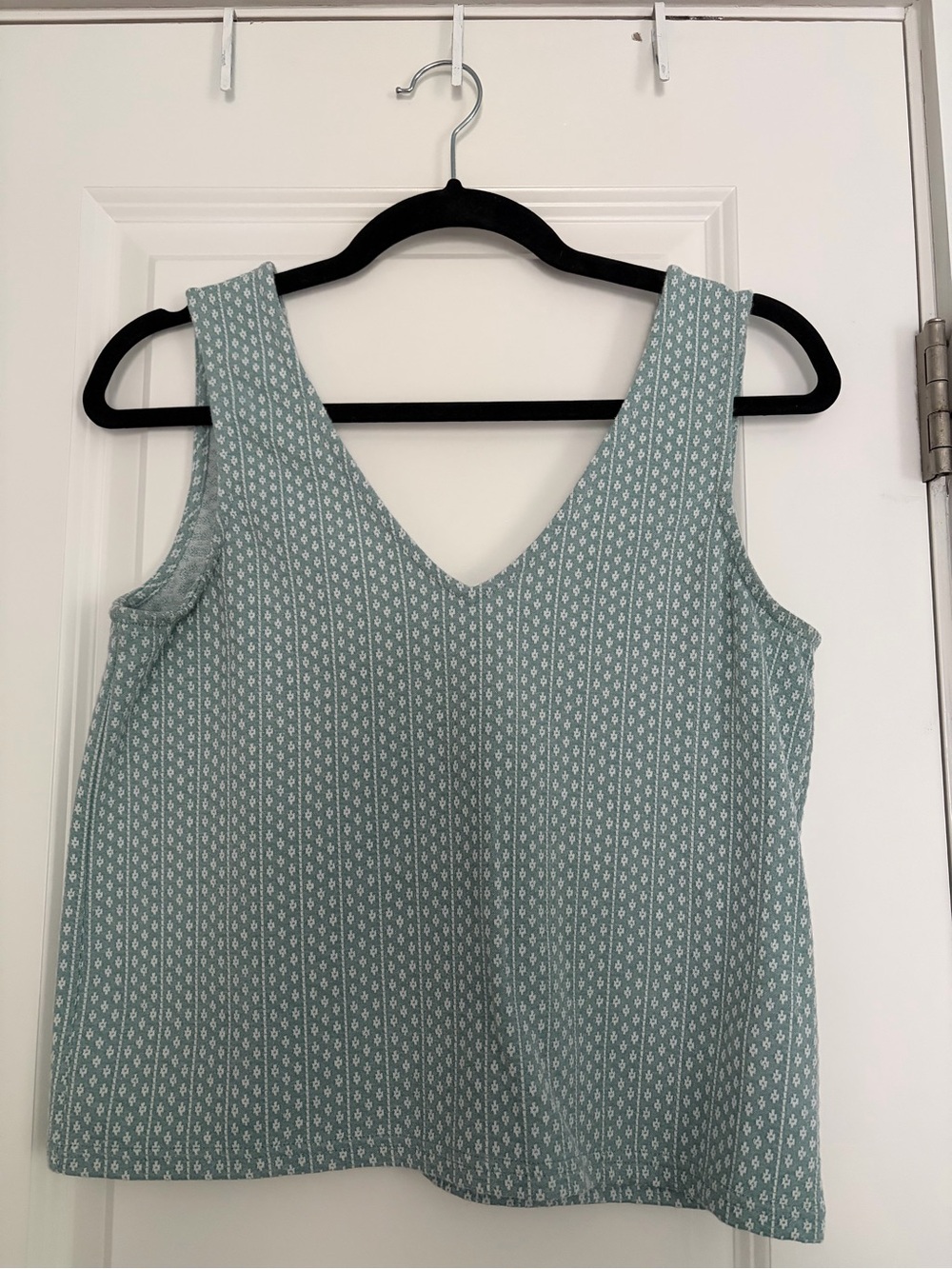 Madewell Mint Green Patterned V-Neck Tank Top